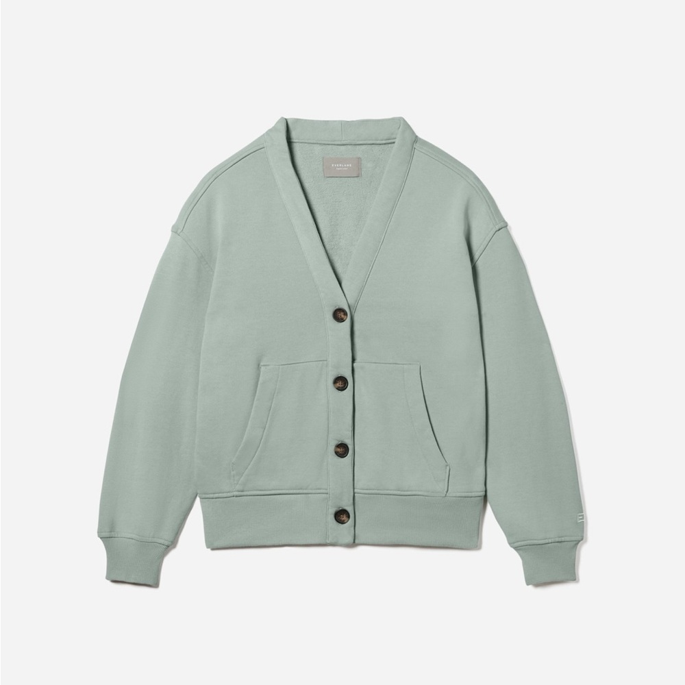 Everlane Sage Green Women's 100% Organic Cotton Cardigan, Medium